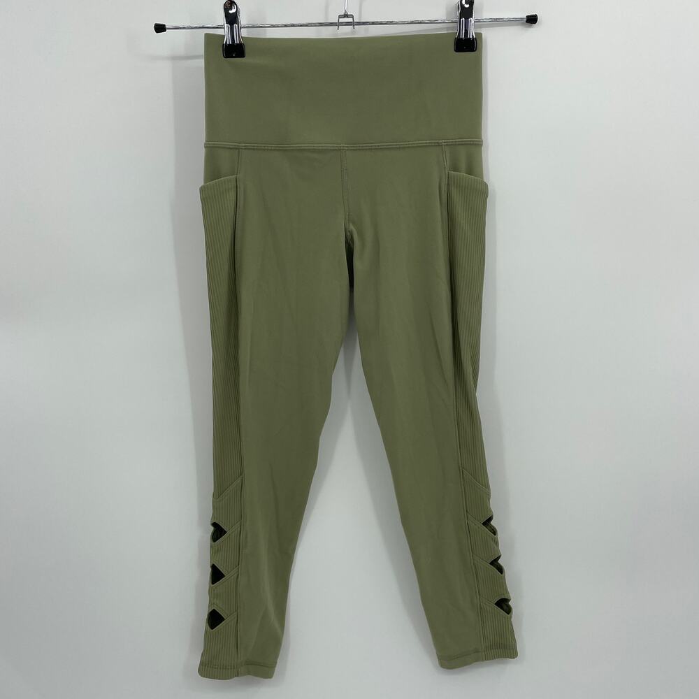 ATHLETA Salutation Stash II Pocket Cutout 7/8 Legging Womens Size XSP Green